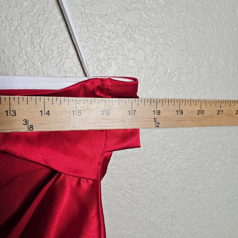 NWT Hello Molly Coolness Calling Red Satin Strapless Open Back Maxi Dress 10 - Picture 9 of 10